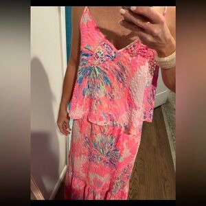Vibrant Lilly Pulitzer flowy tank and matching maxi skirt
